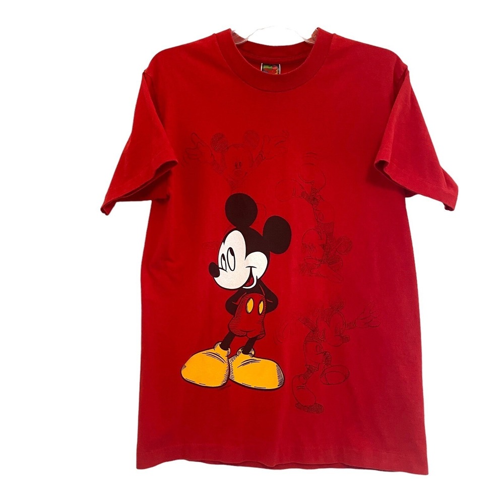 VTG Mickey Unlimited Jerry Leigh Red Mickey Mouse Tee 90 T-Shirt Medium USA READ